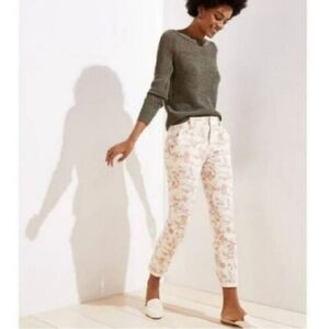 Loft White Floral Chino Utility Pant Size 6 NEW NWT